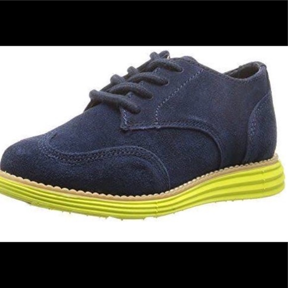 COLE HAAN Toddler GrandOS Navy/Wasabi Wingtip NWOB - Picture 5 of 6
